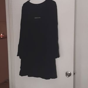 Size 2 Muslin Lace Up Crochet Details Black Dress